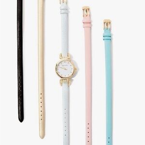 Laura Ashley women’s  skinny strap watch set  interchangeable st